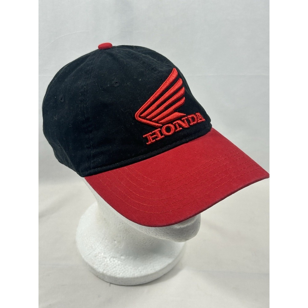 Vintage Otto Honda Racing Wing Logo Motorcycle OSFM Poly Cotton Strapback Black